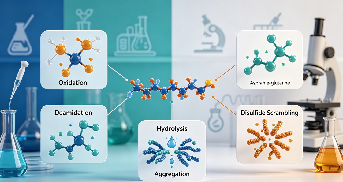 Peptide Degradation Pathways Infographic Peptide Degradation Pathways Infographic